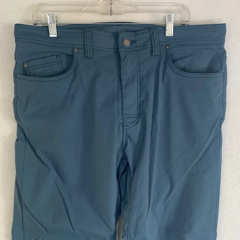 Prana Brion Slim Fit Pants Mens 36x34 Slate‎ Blue Nylon Stretch Hiking Travel